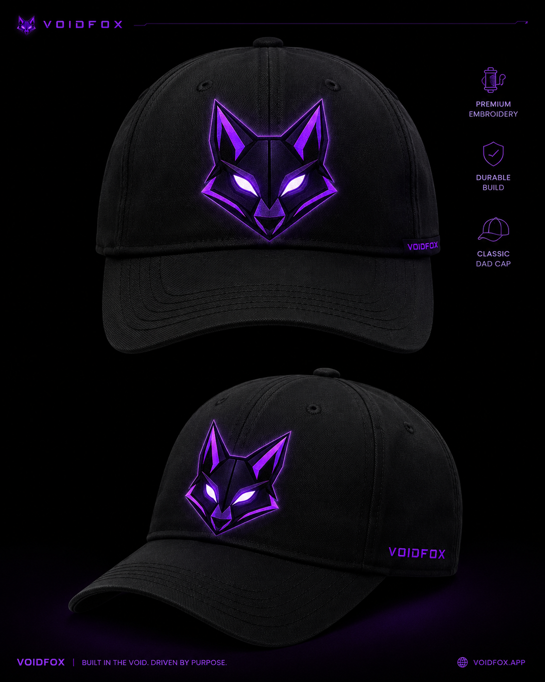 VoidFox cap merch mockup