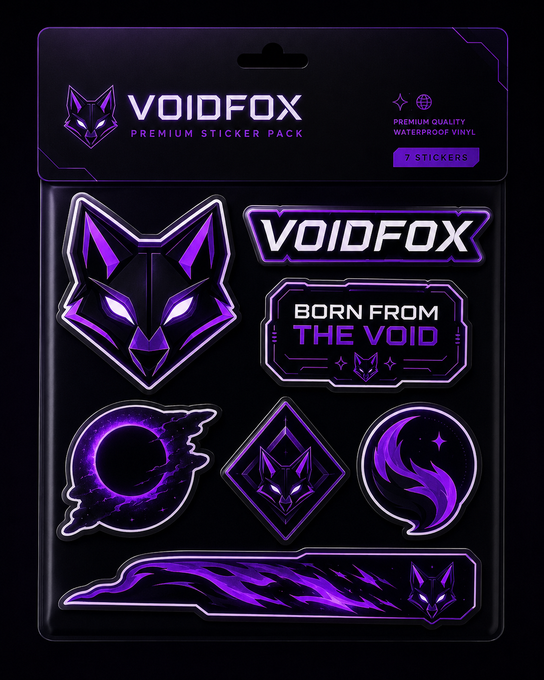 VoidFox sticker pack merch mockup