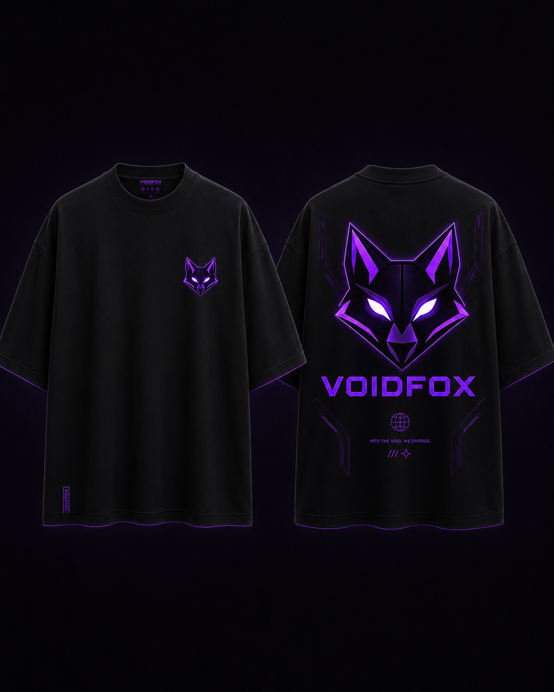VoidFox oversized tee merch mockup